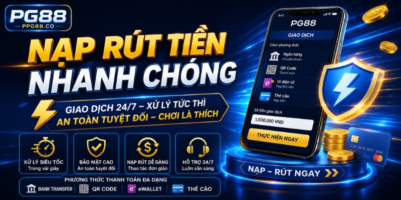 Nạp tiền và rút tiền tại PG88 vô cùng nhanh chóng